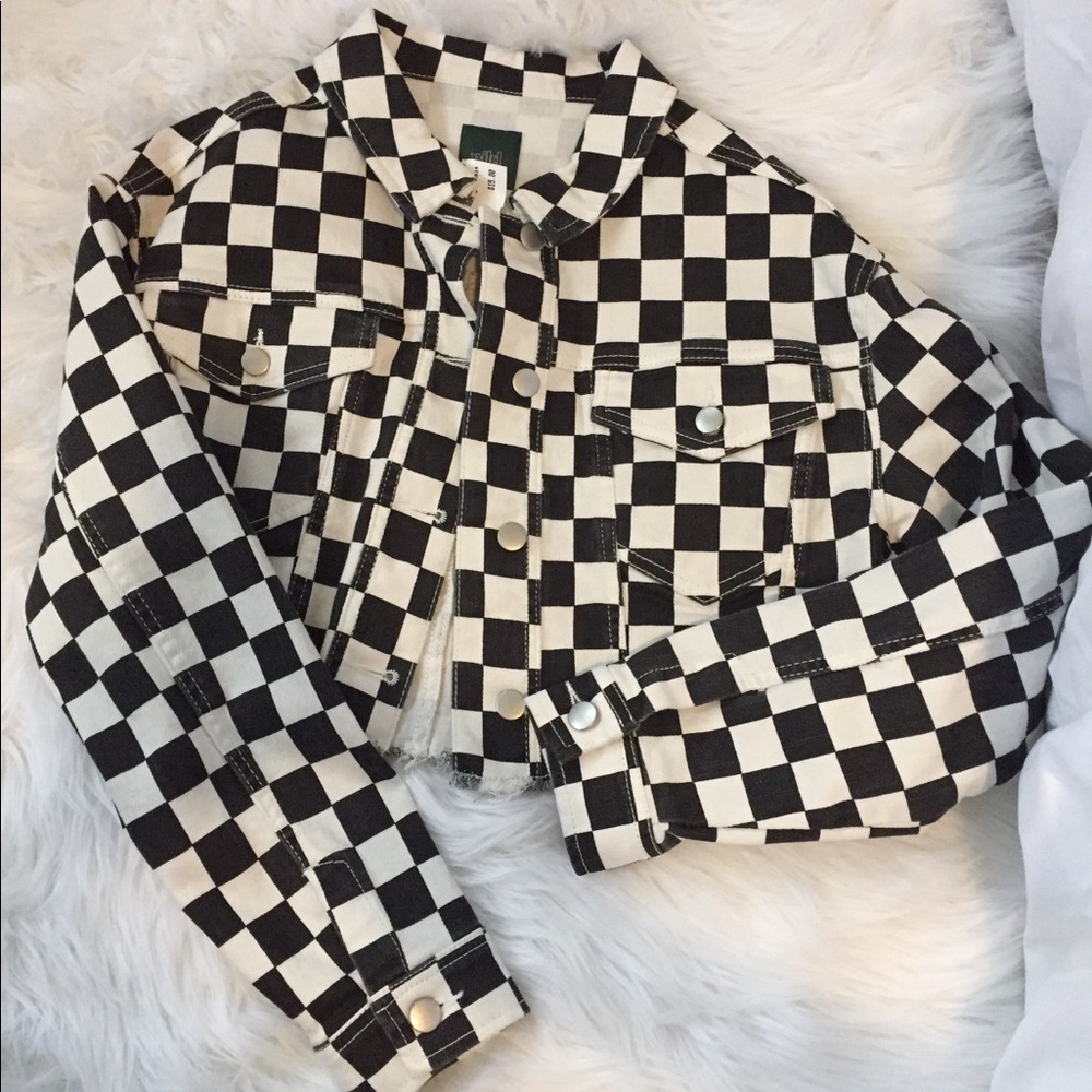 Checkered cropped jacket